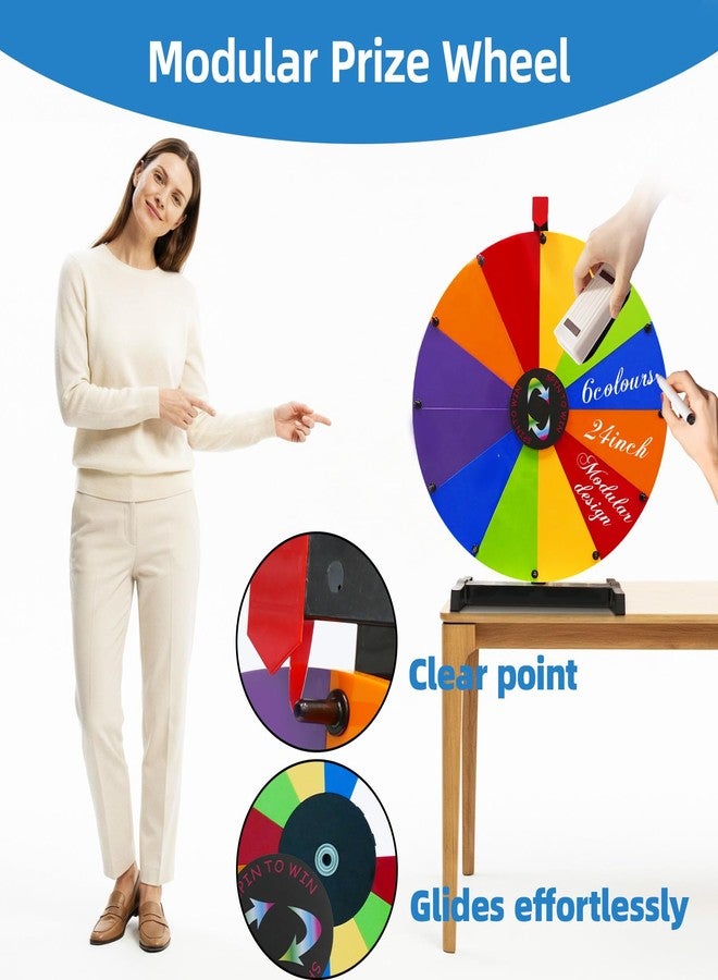 Hooomyai 24 Inch Tabletop Prize Spinning Wheel with Stable Base Stand, Dry Erase Spinner 12 Slots Modular Spin Wheel for Prizes with Dry Markers and Eraser for Carnival Game Trade Show - Image 5